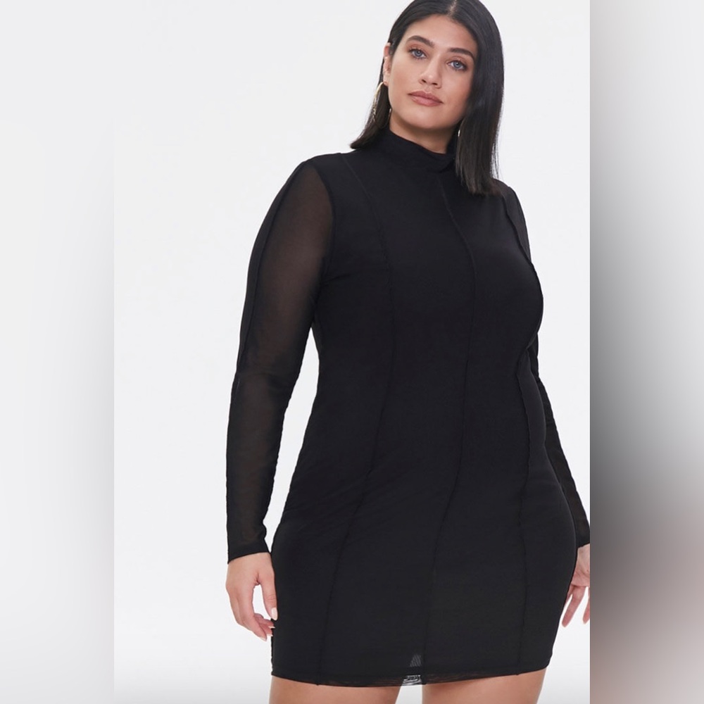 Plus Size Mock Neck Mini Dress